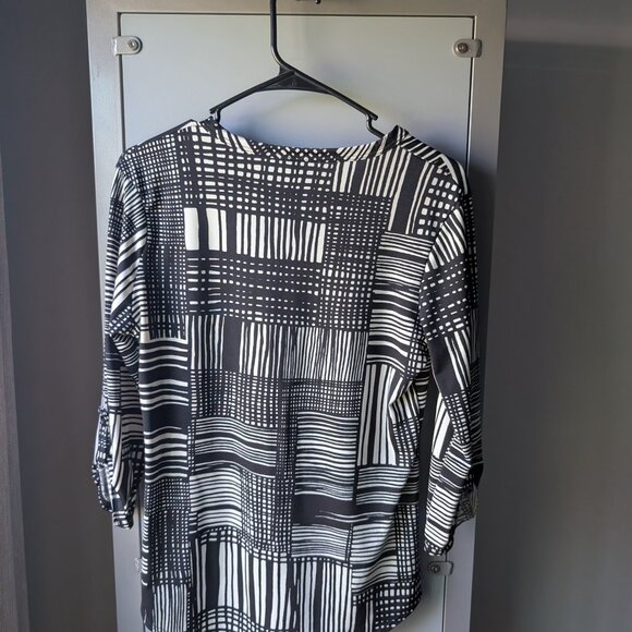 Jason Maxwell Black and White 3/4 sleeve women's medium business casual shirt - Picture 2 of 5